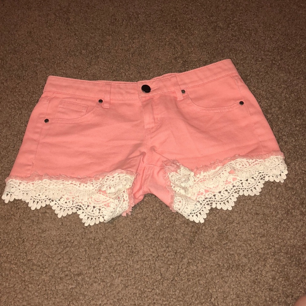 Cute pink shorts with lace detailing